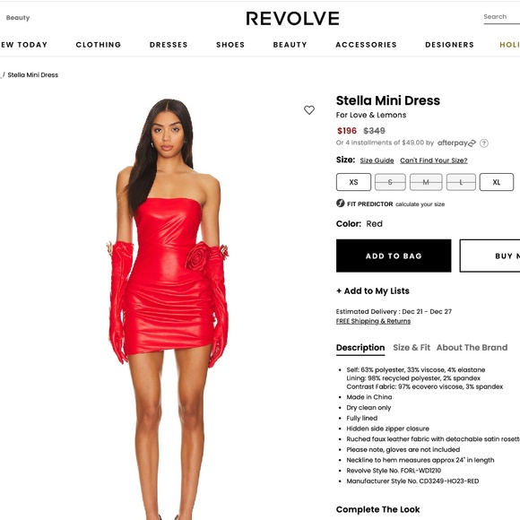 FOR LOVE & LEMONS Stella Mini Dress Red Liquid Party Cocktail - Picture 4 of 4